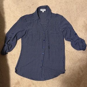 Express woman’s navy Polka Dot Button-Up Shirt